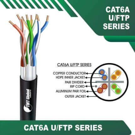 Cat6a u ftp Outdoor cable 6A332BKK PE 23 awg 4 pair 305m Cat6a 23awg 4 twisted pair U-FTP Network Cable 305m