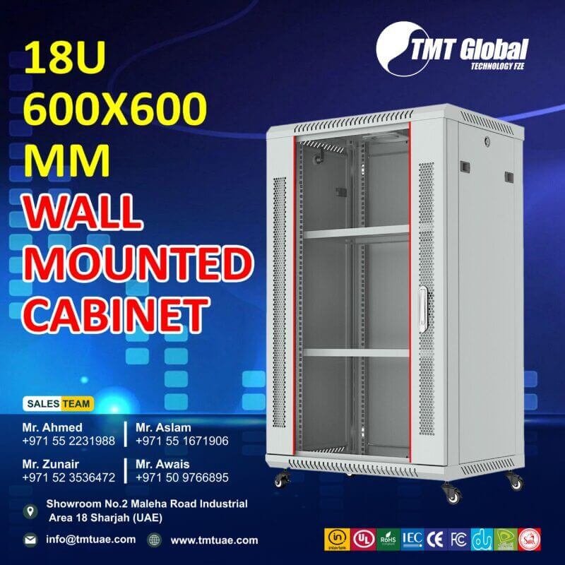 tmt global cabinet and racks products rang 6u 9u 12u 15u 18u 22u 27u 32u 37u 42u 47u network cabinets racks with cable manager approved by Etisalat and du