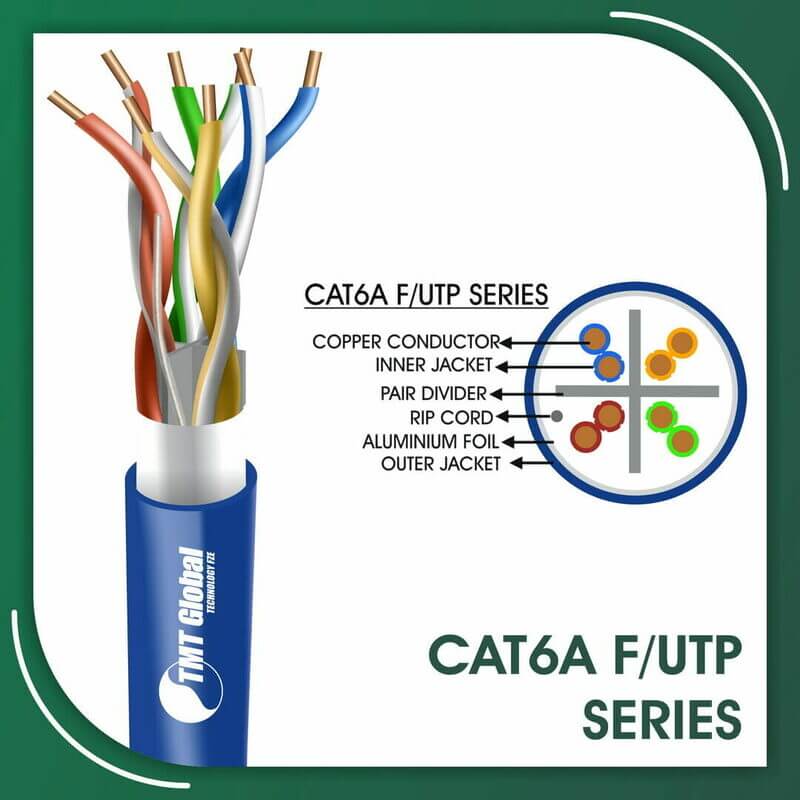 Cat6a f utp cable lszh 23 awg 4 pair 305m 6axx7b