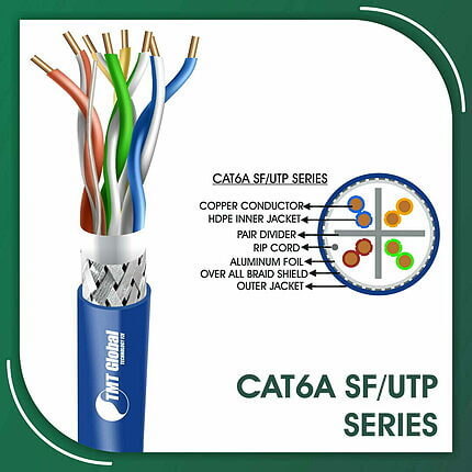 Cat6a Network Green Cable 23awg SF-UTP LSZH 305m