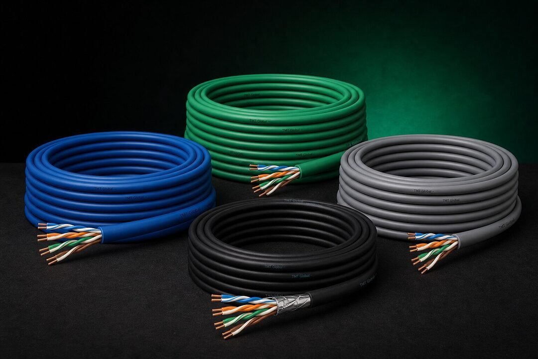 TMT Global CAT5e network cable range in multiple jacket colours