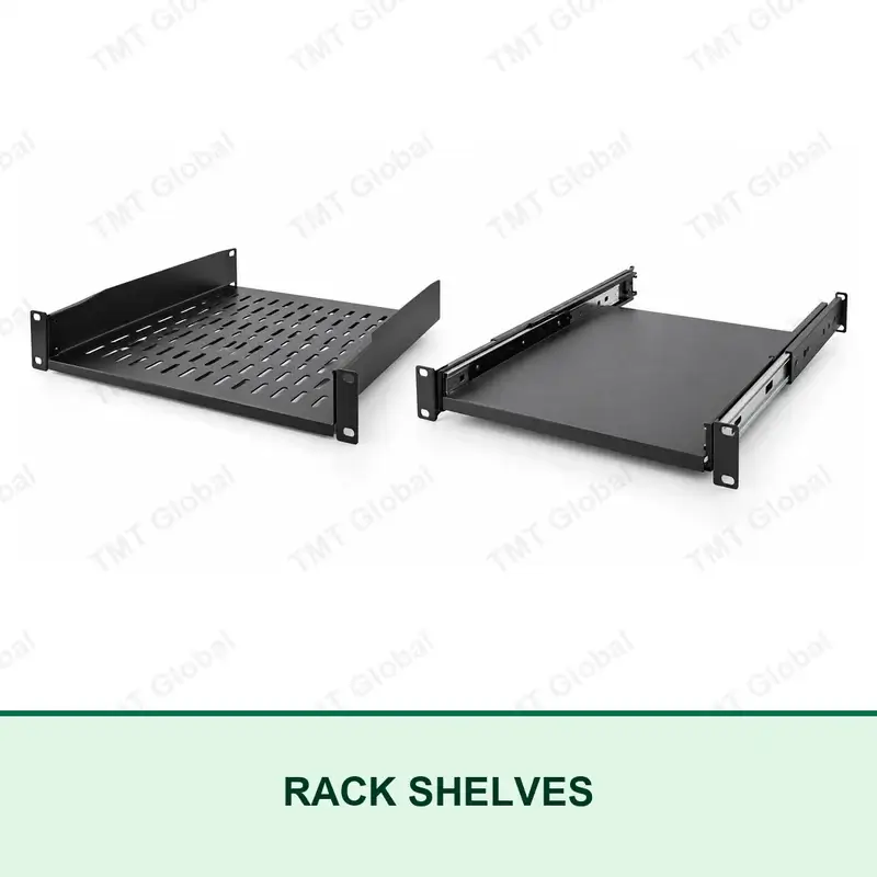 TMT Global 19-inch rack shelves including fixed vented and sliding types