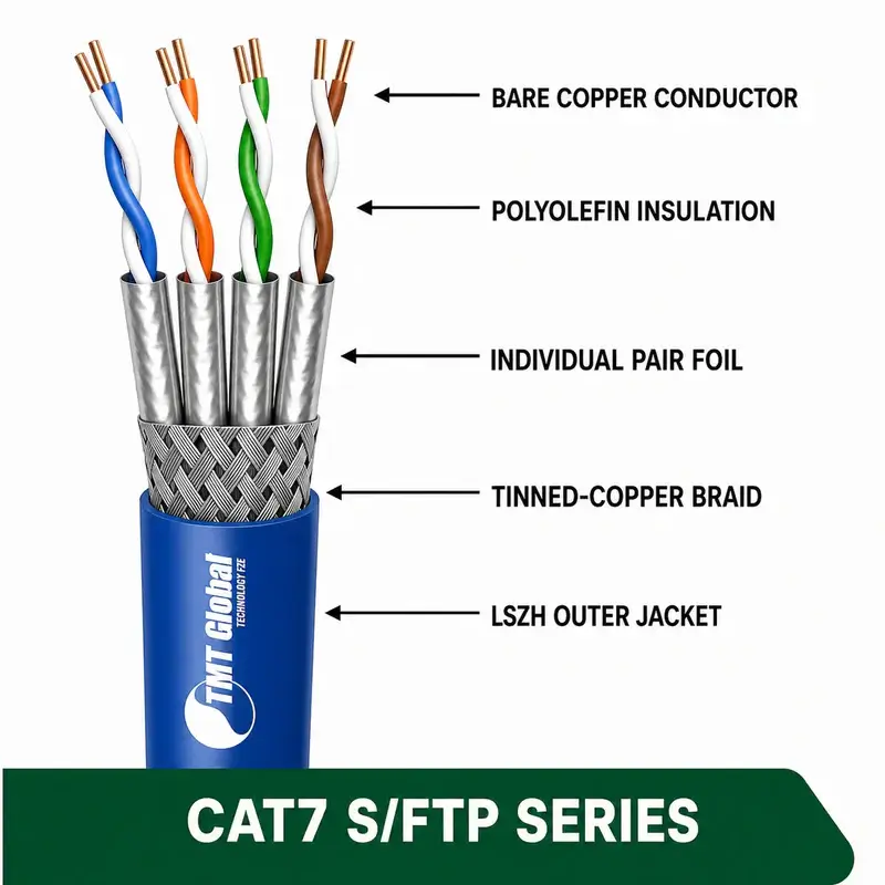CAT7 S/FTP LSZH Network Cable 23 AWG 4 Pair 305 m – 7X538BLX Series