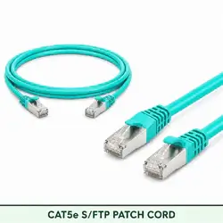 Cat5e S/FTP 5X4SBXXX Series | 24 AWG Network Patch Cord aqua color