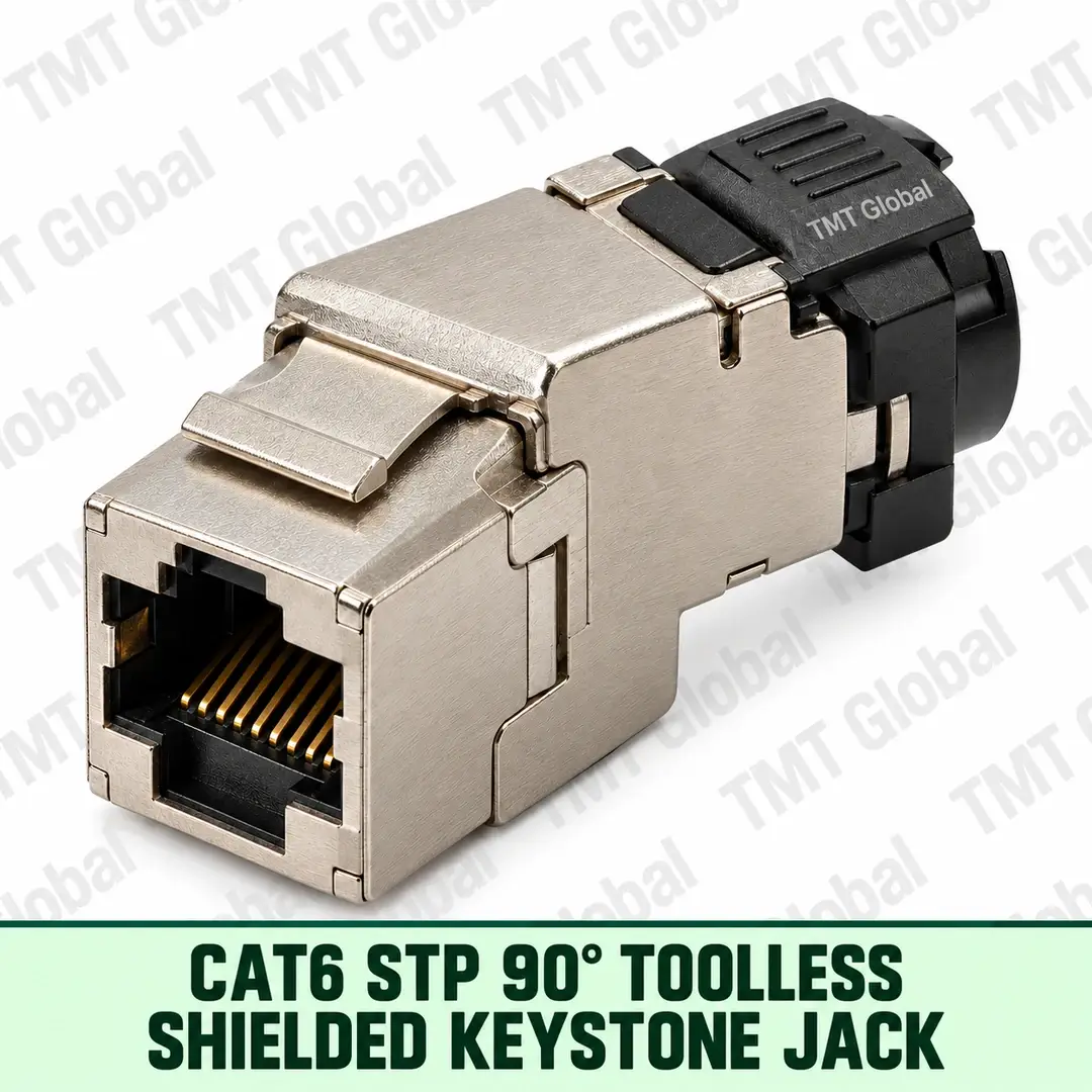 68884-Cat6-STP-90deg-Toolless-Shielded-Keystone-Jack Cat6 STP 90-degree tool-less shielded keystone jack, TMT Global