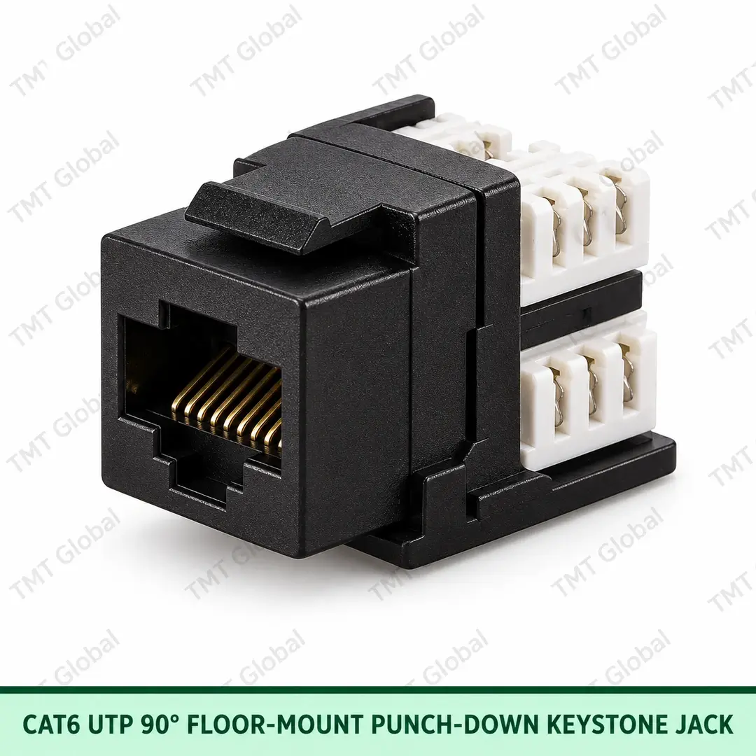 68968-Cat6-UTP-90deg-Floor-Mount-Punchdown-Keystone-Jack Cat6 UTP 90 degree floor mount punchdown keystone jack by TMT Global