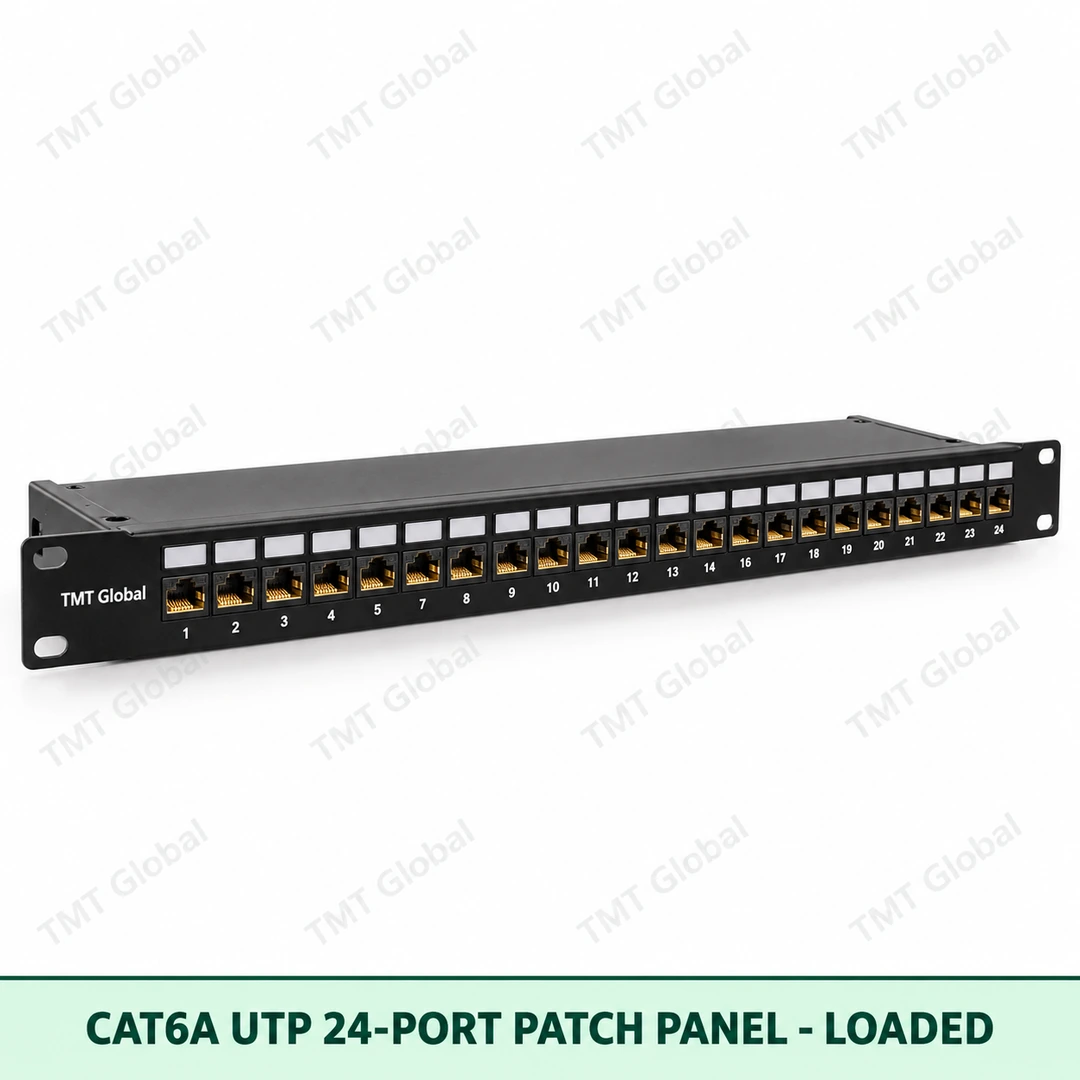 69028-Cat6A-UTP-24-Port-Panel-Loaded Cat6A UTP 24-Port Patch Panel – Loaded