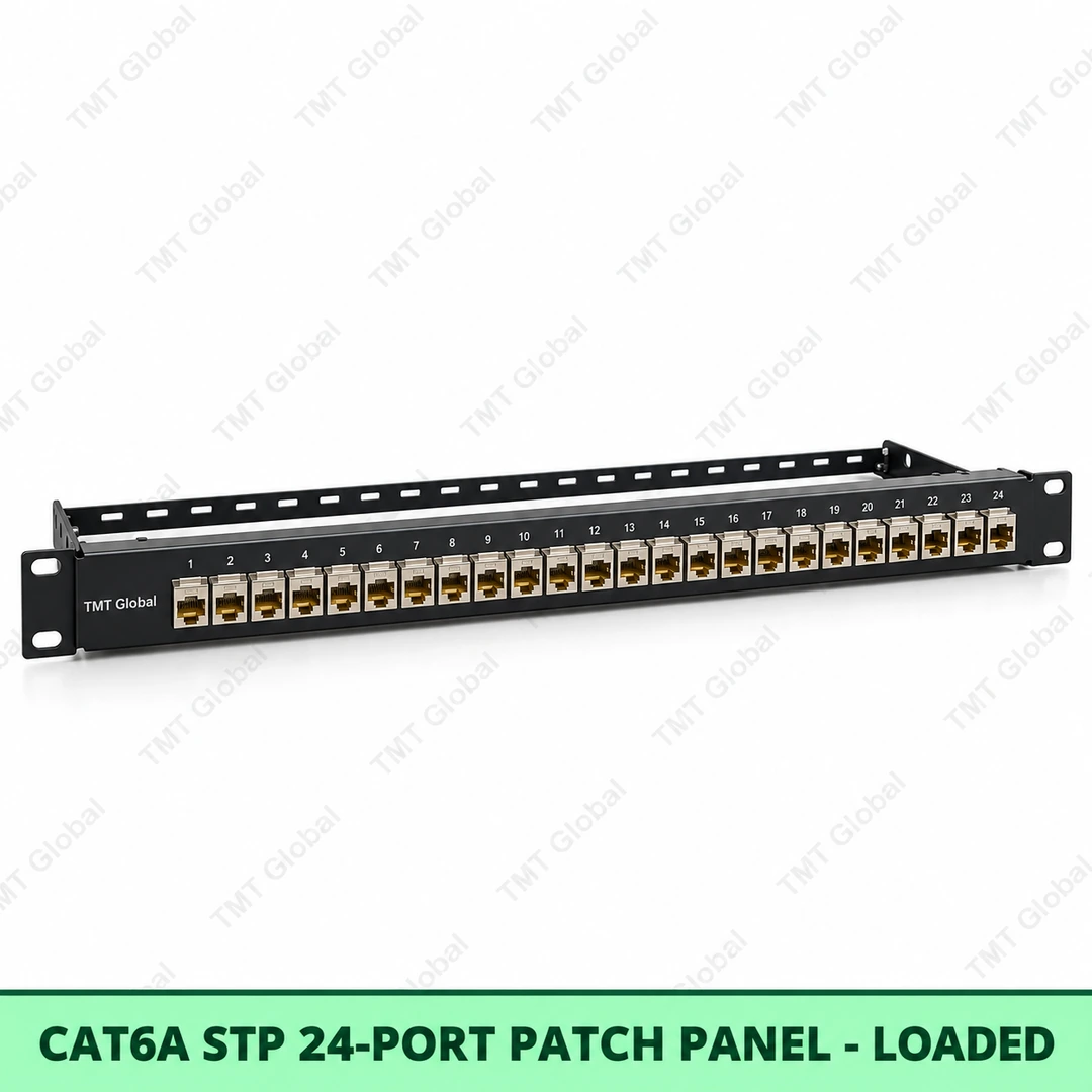 69032-Cat6A-STP-24-Port-Panel-Loaded Cat6A STP 24-Port Patch Panel – Loaded