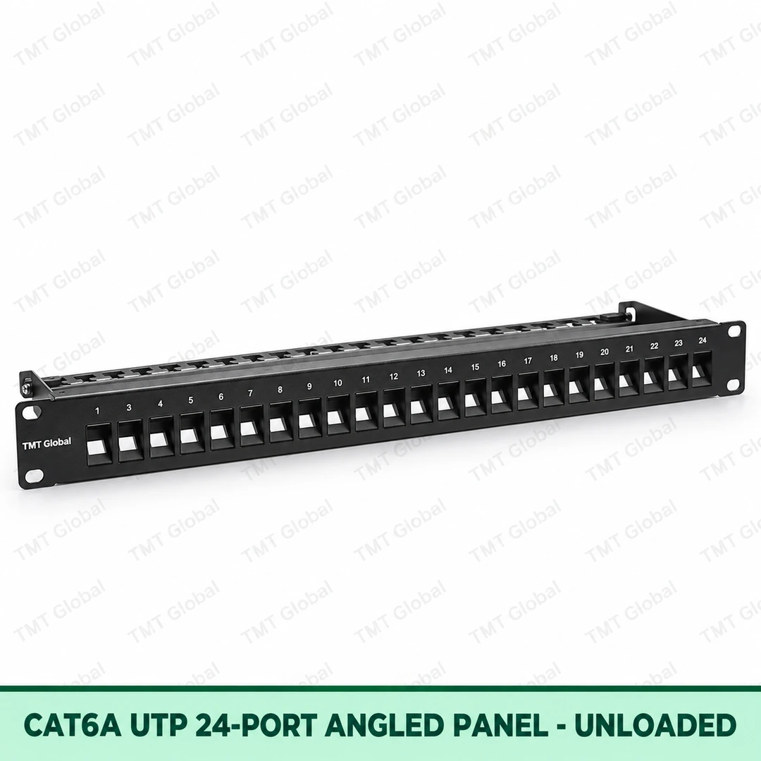 69039-Cat6A-UTP-24-Port-Angled-Panel-Unloaded Cat6A UTP 24-Port Angled Patch Panel – Unloaded