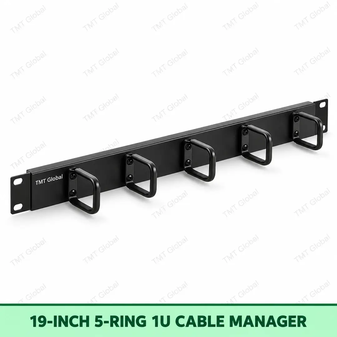 69069-19-Inch-5-Ring-1U-Cable-Manager 19 inch 5 ring 1U horizontal cable manager by TMT Global