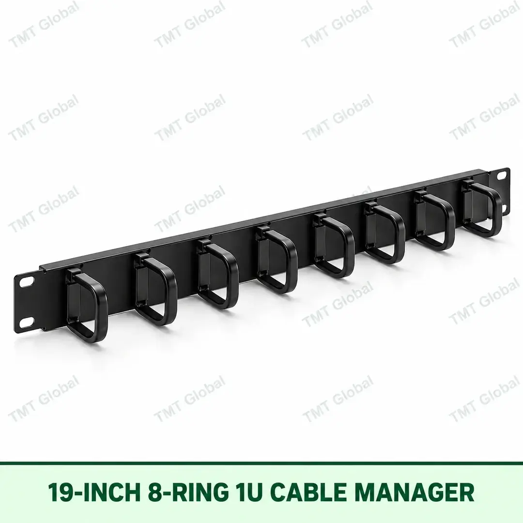 69076-19-Inch-8-Ring-1U-Cable-Manager 19-inch 8-ring 1U cable manager by TMT Global