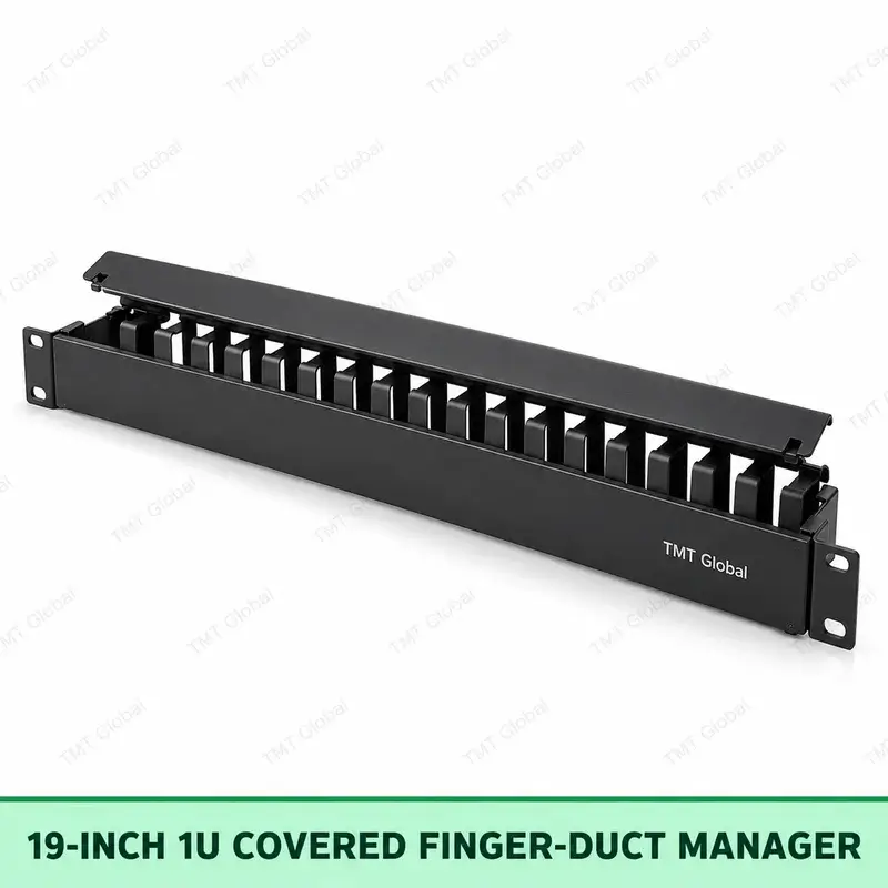 19-inch 1U covered finger duct cable manager by TMT Global