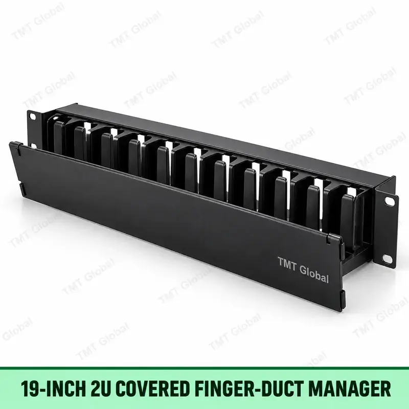 19-inch 2U covered finger duct cable manager by TMT Global
