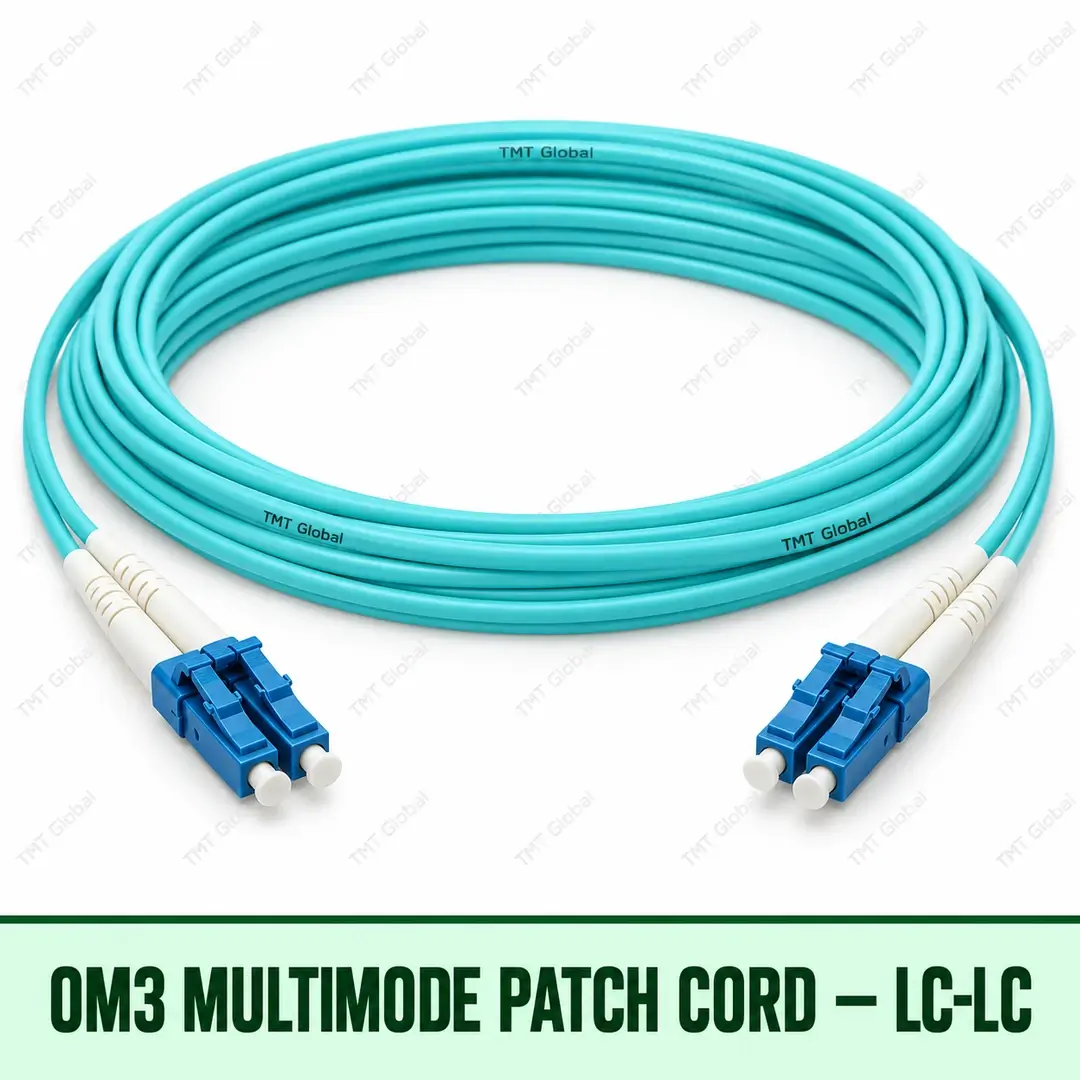 69181-OM3-Multimode-Patch-Cord OM3 multimode LC-LC fibre patch cord with aqua duplex jacket, TMT Global