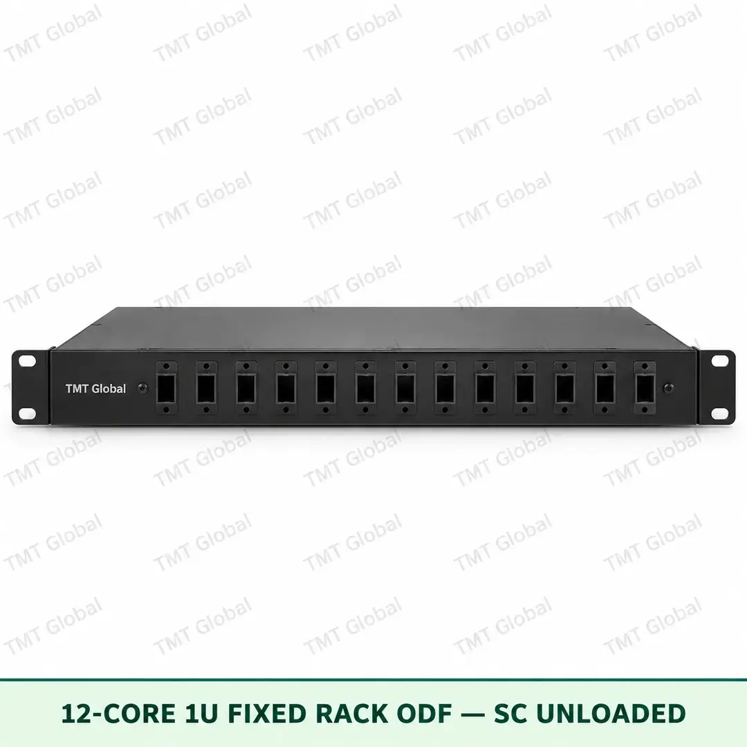 69283-12-Core-1U-Fixed-Rack-ODF-SC-Unloaded 12-core 1U fixed rack ODF with SC ports, unloaded, TMT Global