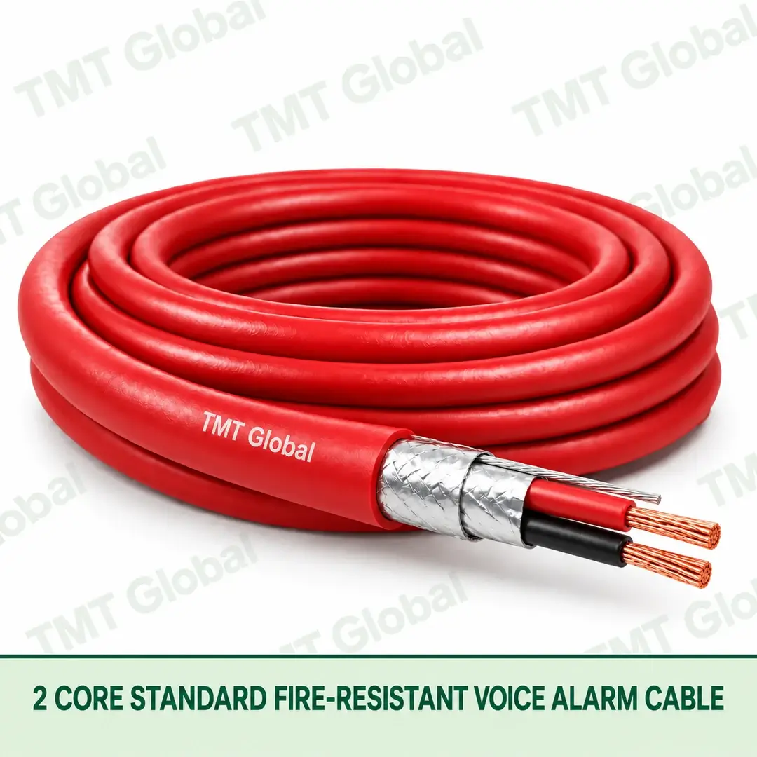 TMT-GLOBAL-02C-S-VS-2-Core-Standard-Fire-Resistant-Voice-Alarm-Cable-1080x1080 TMT Global 2 Core Standard Fire Resistant Voice Alarm Cable product image showing the cable coil and exposed conductor cutaway.
