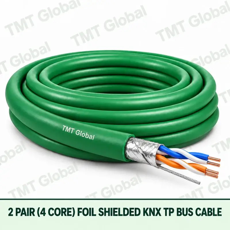 TMT Global 2 pair 4 core foil shielded KNX TP bus cable with drain wire.