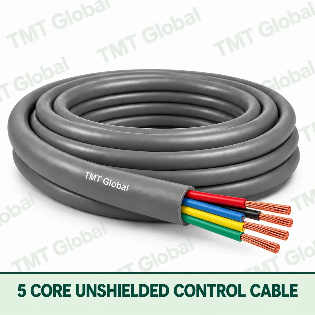 TMT-GLOBAL-05U-5-Core-Unshielded-Control-Cable-1080x1080 TMT Global 5 core Unshielded Control Cable, with 5 visible copper conductors; unshielded.