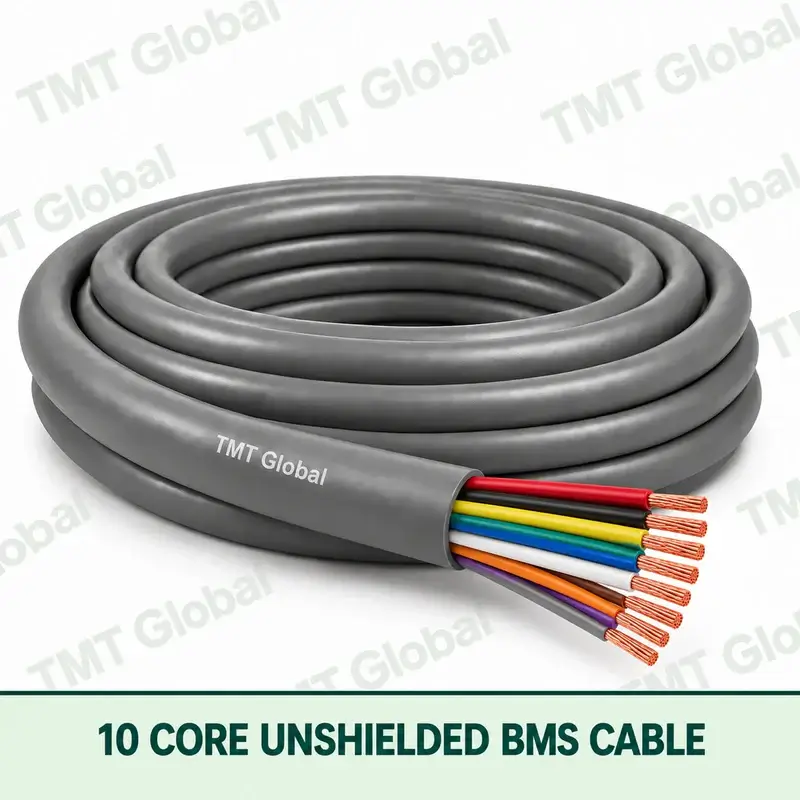 TMT Global 10 Core Unshielded BMS Cable product cable with 10 clearly visible conductors; unshielded.