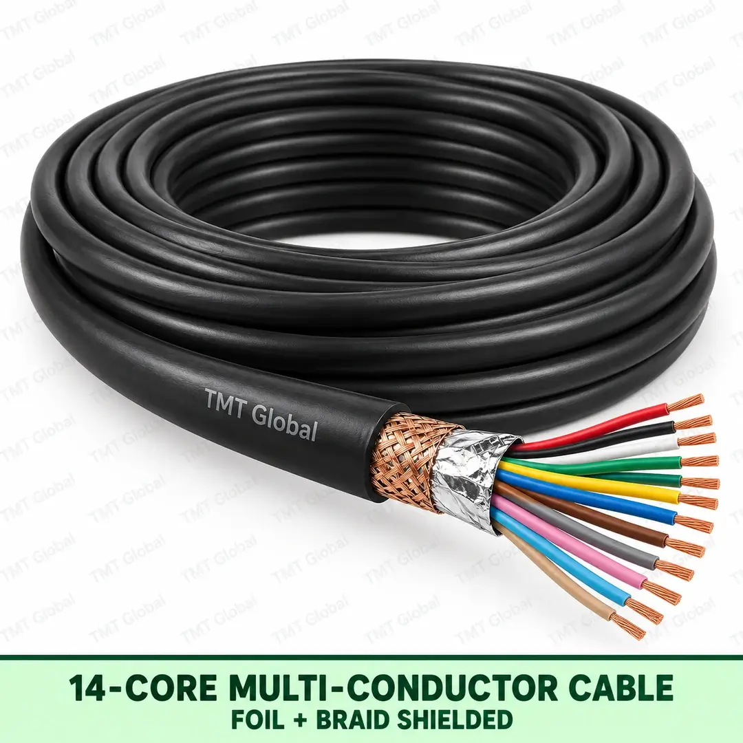 TMT-GLOBAL-MC-14C-FB-14-Core-Foil-+-Braid-Shielded-Multi-Conductor-Cable-1080x1080 TMT Global 14 core foil + braid shielded multi-conductor cable, with 14 individually insulated copper conductors.