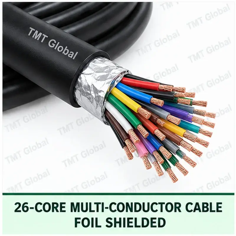 TMT Global 26 core foil shielded multi-conductor cable, with 26 individually insulated copper conductors.