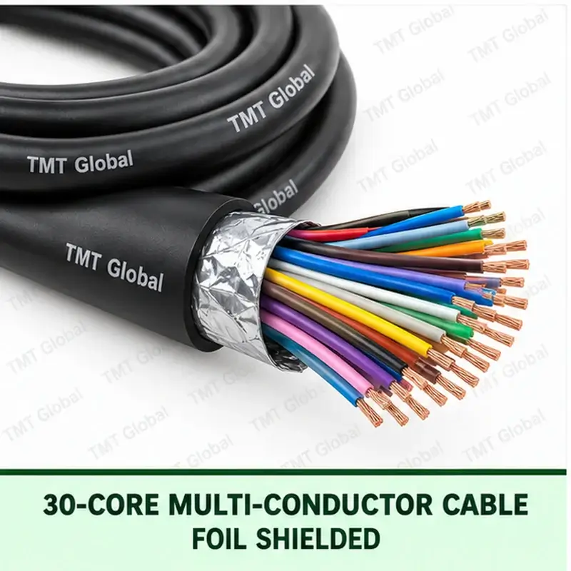 TMT Global 30 core foil shielded multi-conductor cable, with 30 individually insulated copper conductors.