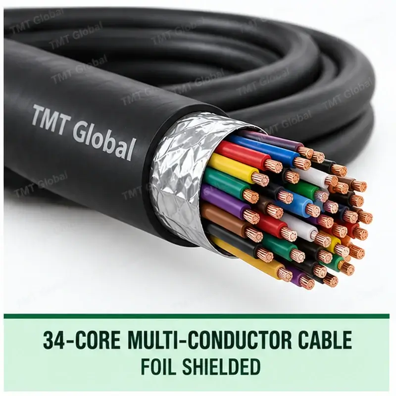 TMT Global 34 core foil shielded multi-conductor cable, with 34 individually insulated copper conductors.