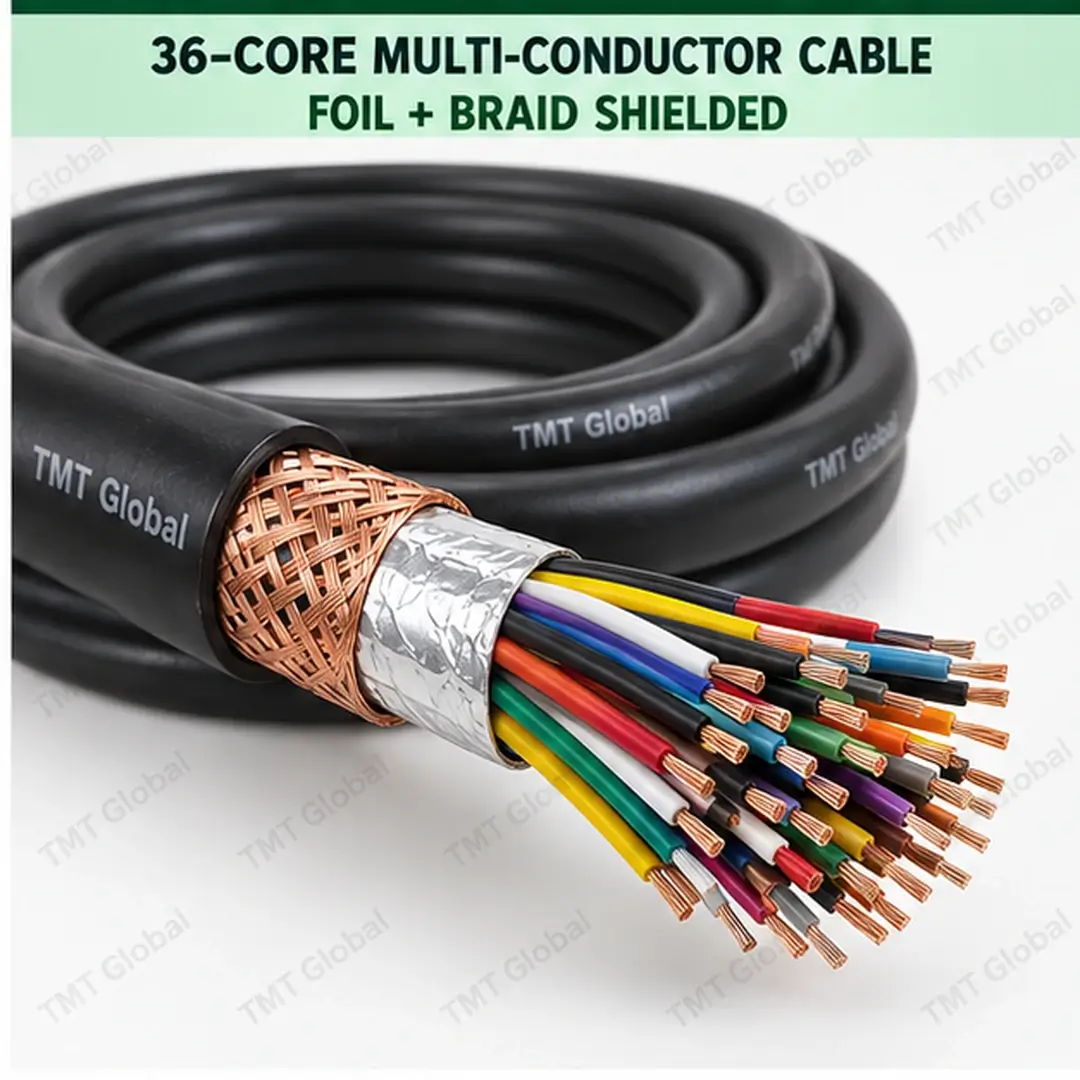 TMT-GLOBAL-MC-36C-FB-36-Core-Foil-Braid-Shielded-Multi-Conductor-Cable-1080x1080 TMT Global 36 core foil + braid shielded multi-conductor cable, with 36 individually insulated copper conductors.