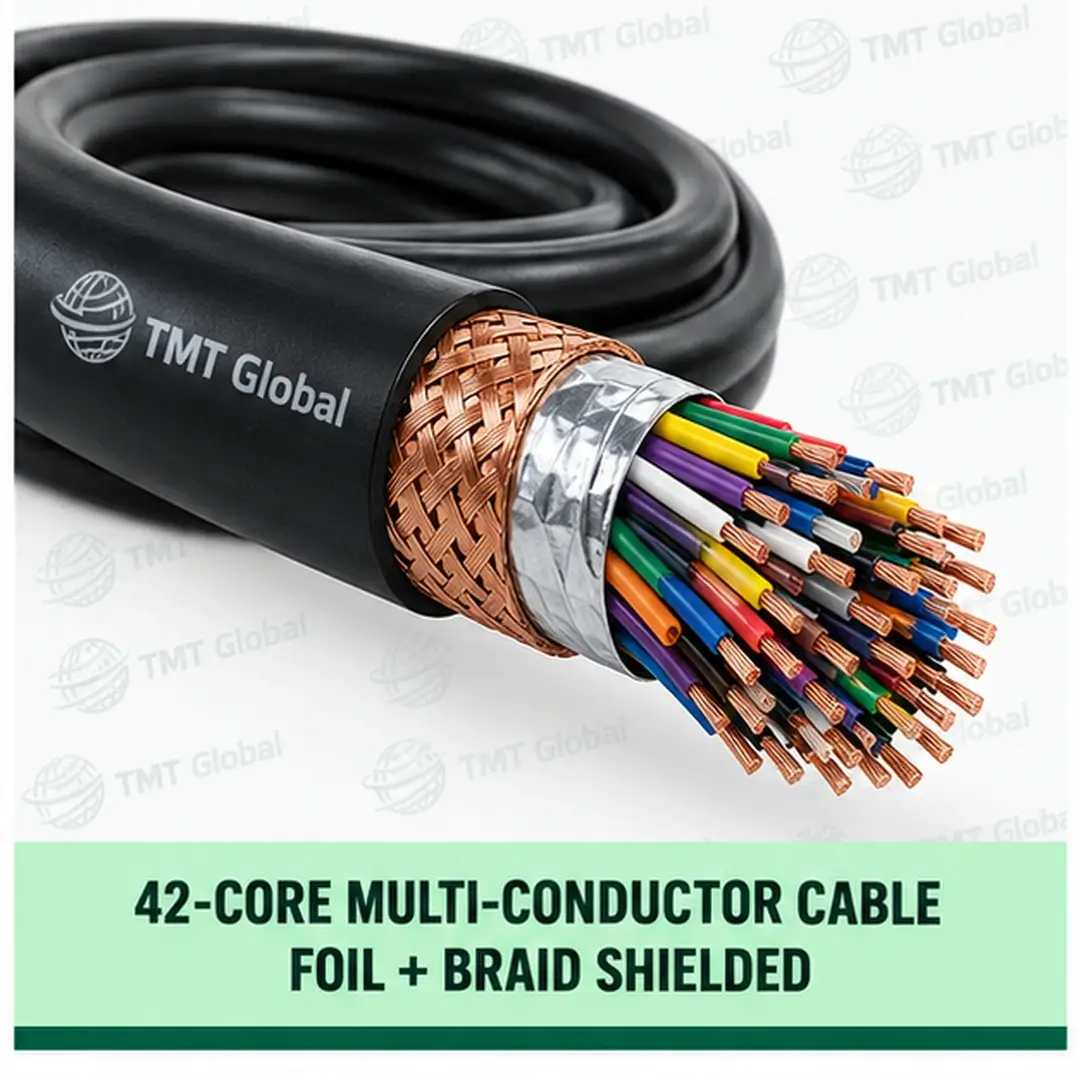 TMT-GLOBAL-MC-42C-FB-42-Core-Foil-Braid-Shielded-Multi-Conductor-Cable-1080x1080 TMT Global 42 core foil + braid shielded multi-conductor cable, with 42 individually insulated copper conductors.