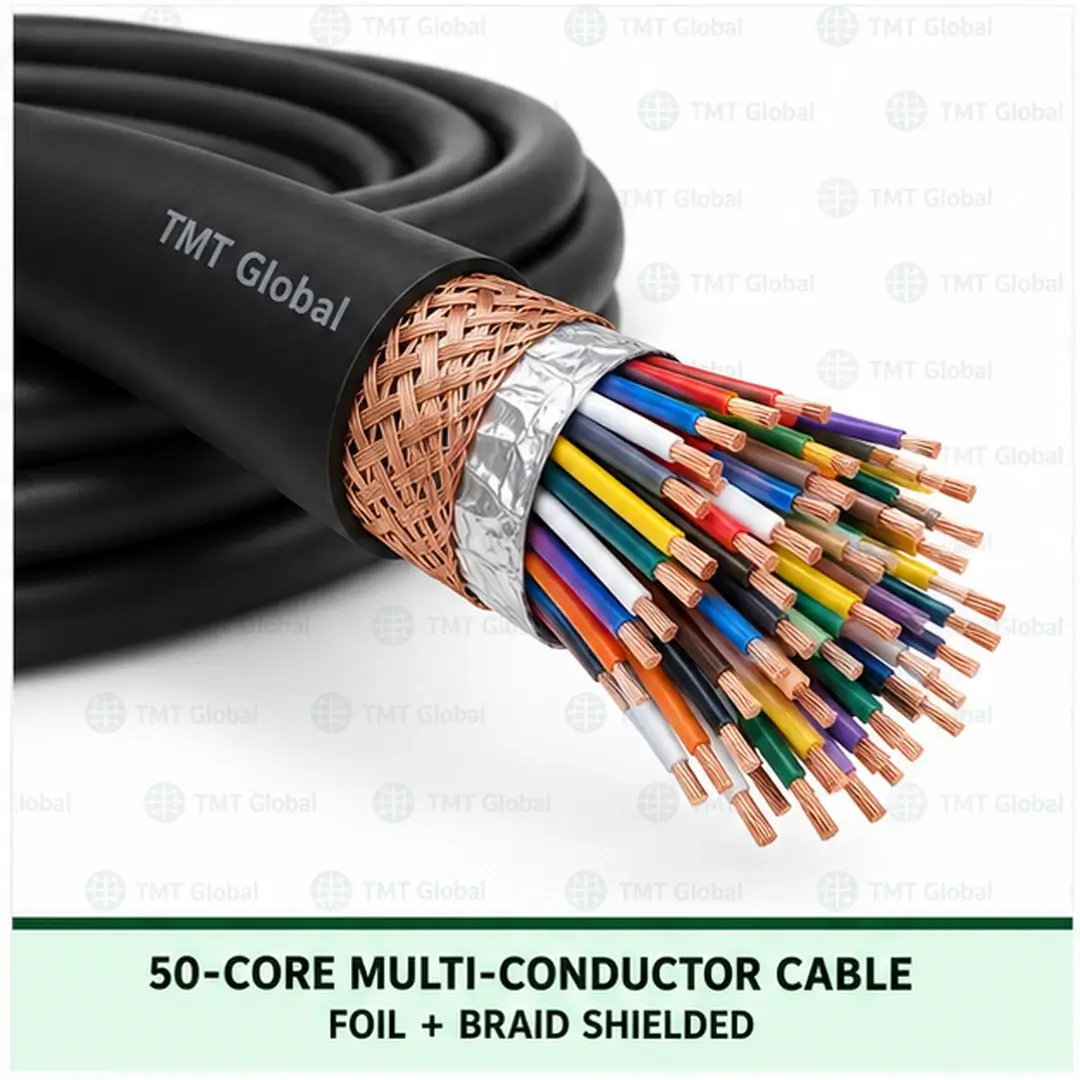TMT-GLOBAL-MC-50C-FB-50-Core-Foil-Braid-Shielded-Multi-Conductor-Cable-1080x1080 TMT Global 50 core foil + braid shielded multi-conductor cable, with 50 individually insulated copper conductors.