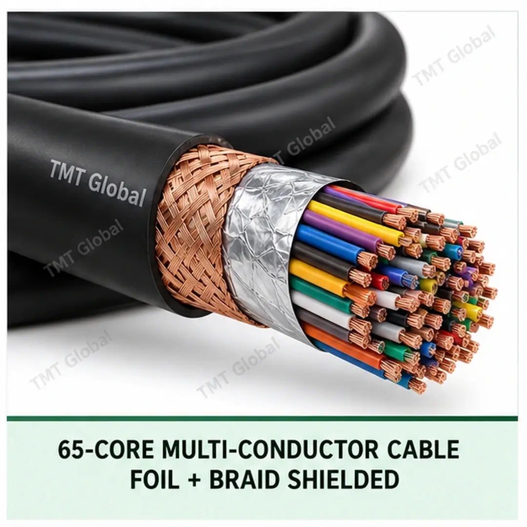 TMT-GLOBAL-MC-65C-FB-65-Core-Foil-Braid-Shielded-Multi-Conductor-Cable-1080x1080 TMT Global 65 core foil + braid shielded multi-conductor cable, with 65 individually insulated copper conductors.