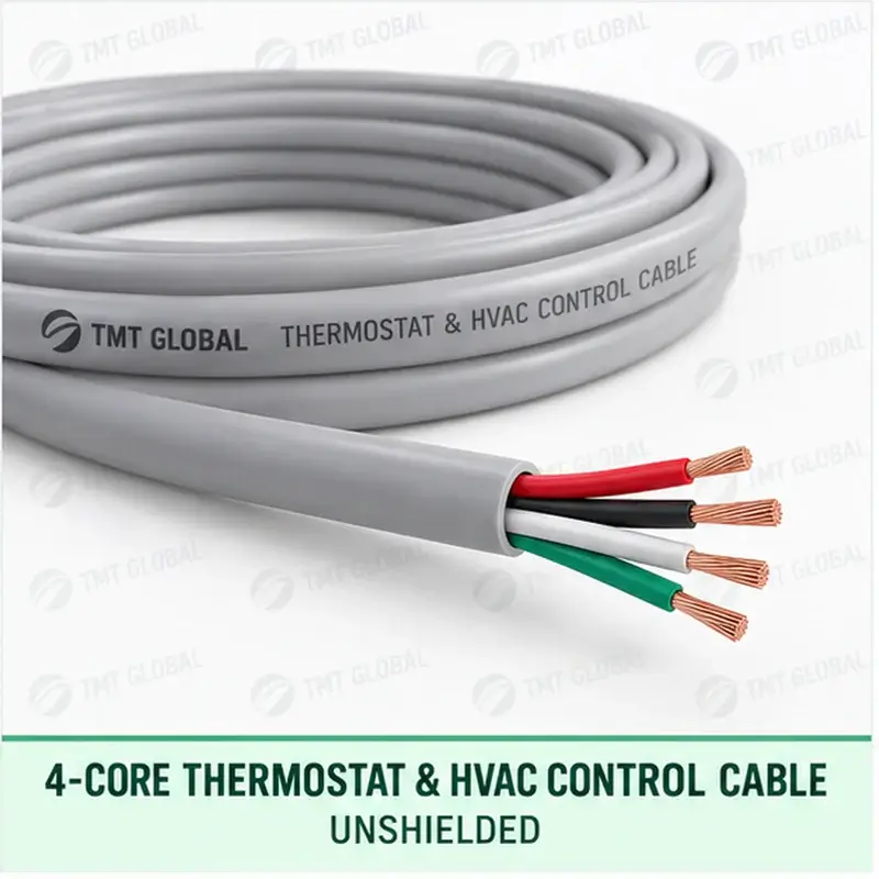 TMT Global 4 core unshielded thermostat and HVAC control cable, with 4 insulated copper conductors.