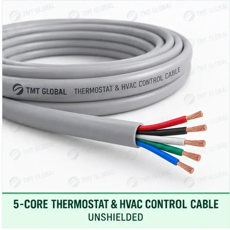 TMT Global 5 core unshielded thermostat and HVAC control cable, with 5 insulated copper conductors.