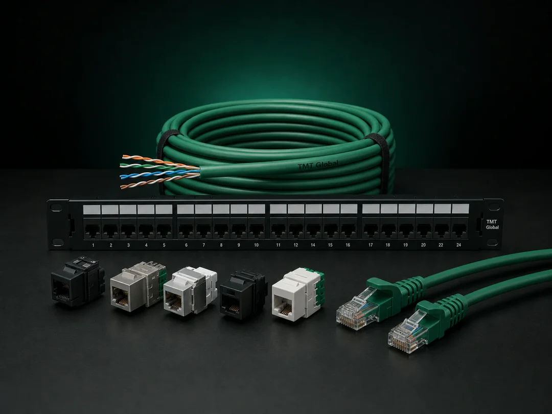 Copper structured cabling components 
                    prepared for network installation
